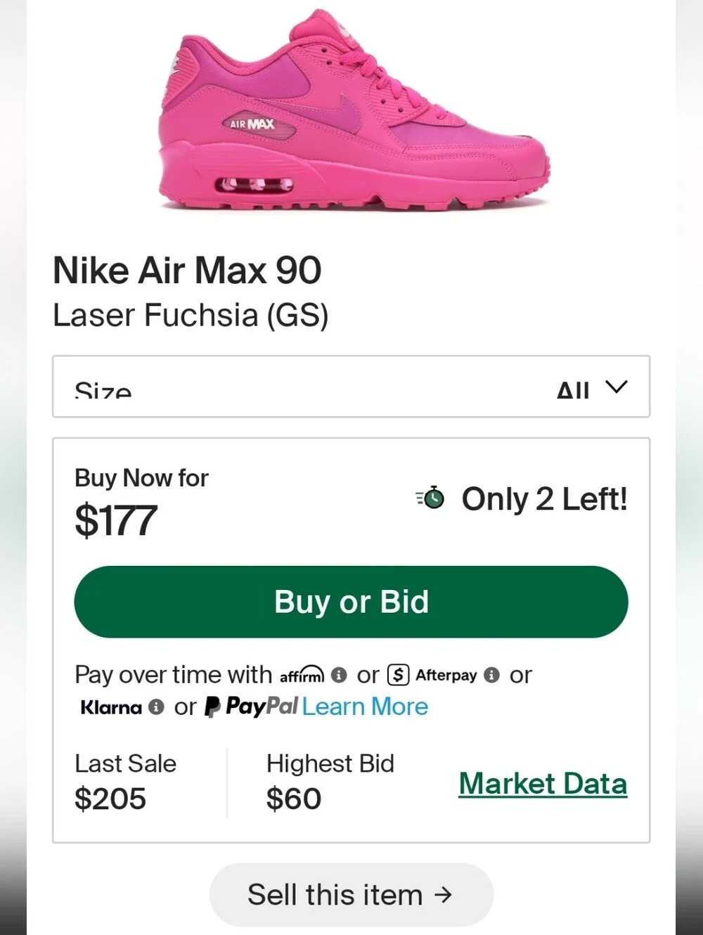 🔥 Nike Air Max 90 'Laser Fuchsia' Wmns 6.5 (Good/like New) Fast Shipping